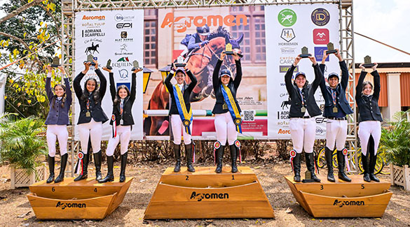 Os vencedores do Salto Iniciante no Centro Hípico Agromen