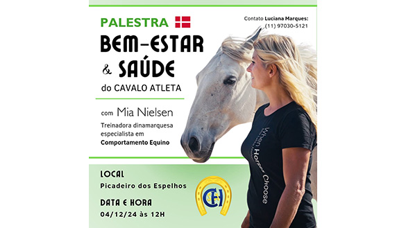 Palestra Bem Estar e Saúde do Cavalo Atleta com Mia Nielsen