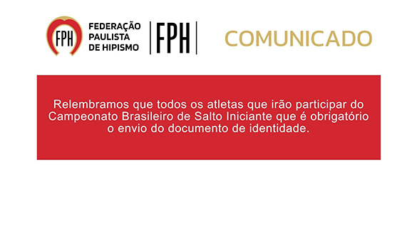 Comunicado Campeonato Brasileiro de Salto Iniciante - 3/7
